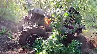 Адские горки, Антон в огне))) Jeep yj  on unimog axels, patrol on 42'