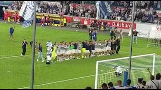 MSV Fans feiern den 3:1 Sieg gegen Freiburg 2 / 15.8.2022