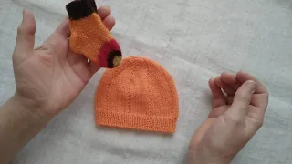 MaTusy. About knitting. Orange wool hat. Оранжевая шапочка для торопыжки из 100% шерсти.