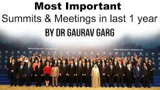 All the Summits and Conferences in Last 1 year with Venue & Themes - Current affairs 2019 by Dr GG