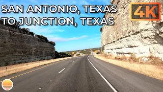 San Antonio, Texas to Junction, Texas, USA on I-10 West, an UltraHD 4K Real Time Driving Tour.