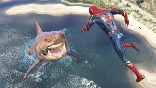 GTA 5 Water Ragdolls/Iron Spider-Man Compilation (Euphoria Physics, Fails, Megalodon) Ep.160