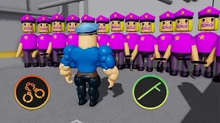 BARRY MUSCLE VS ALL POLICE GIRL GLITCH BOSSES | Full Gameplay   #roblox #obby