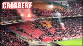 STANDARD LIEGE FANS ATTACK AJAX FAMILY SECTION WITH FIREWORKS Europa league 23.9.16