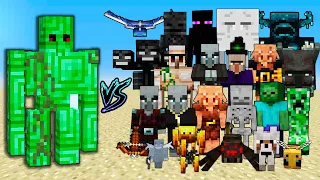 Emerald Golems vs All Minecraft Mobs | Extra Golems Mod And Minecraft Mobs Mob Battle 1.20