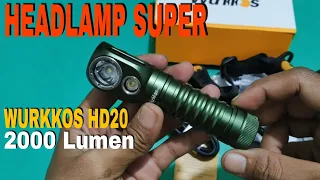 Senter Headlamp WURKKOS HD20 Spot+Flood 2000Lm Super joss