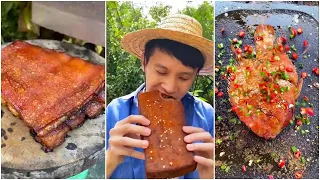 Outdoor Slate Pepper Barbecue |Chinese Mountain Forest Life And Food #Moo Tiktok #fyp