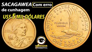 ALERTA!!! MOEDA DE 1 DÓLAR COM ERRO  ANO 2000 LETRA P SACAGAWEA   ÁGUIA FERIDA US$ 5 MIL DÓLARES