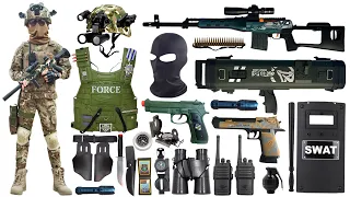 Special police weapon toy set unboxing, SVD sniper gun, M202 rocket launcher, tactical helmet