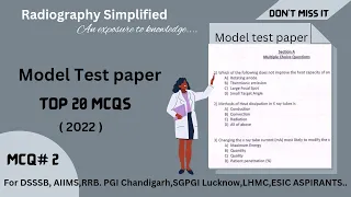 New Model Test Paper 2022 ll Radiography MCQ ll Practice Test Paper for Radiographer ll