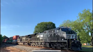 NS 296 out of Pacolet, SC at track speed with a LONG train of 11K+ feet! (Plus a little horn salute)