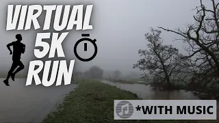 5K VIRTUAL TREADMILL RUN WITH MUSIC - 10 Minute Mile Pace, 350 kcal, Countryside Scenery, Running