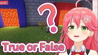 Miko testplaying "True or False Quiz" made by Matsuri in Minecraft【Miko Sakura/Hololive Clip/EngSub】