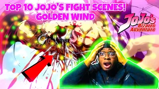 Non Jojo Fan Reacts to Top 10 JoJo's Bizarre Adventure Fight Scenes Golden Wind Anime Reaction