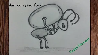 How to draw an Ant carrying the food | Easy drawing | @TamilNewArt