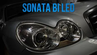 Замена линз sonata 4. Двухчиповые bi led. Топовый свет за 28000р. Бронь фар.