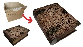 DIY The box is a book made of cardboard. Master class-5 🐊 Шкатулка книга из картона