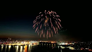 Drone View of Gloucester City New Jersey Fireworks