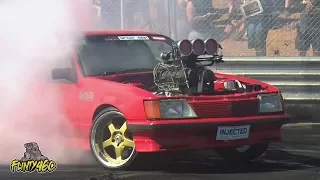 BLOWN 427 CUBE VH COMMODORE "INJECTED" SMASHING TYRES AT RED CENTRE NATS