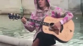 Justin Bieber playing a song for Hailey Baldwin at Buckingham Palace.