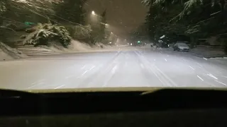 Driving My Tesla Model 3 RWD in the snow.
