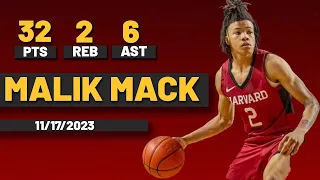 Malik Mack Harvard Crimson 32 PTS 6 AST 2 REBS vs UMass Minutemen