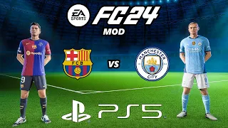 FC 24 FC BARCELONA - MANCHESTER CITY | PS5 MOD 24/25 Ultimate Difficulty Career Mode HDR Next Gen