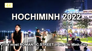 Ho Chi Minh City Walking Tour - most beautiful street in Night - Ton Duc Thang Street 【🇻🇳4K】