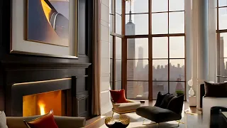 Beautiful Piano Music - Relaxing & Study Music, Stress Relief with Fireplace Burning 🔥 [ Penthouse ]