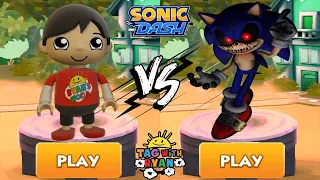 Tag with Ryan vs Sonic Dash - Kaji Ryan vs Sonic Exe New Characters Update - Run Gameplay