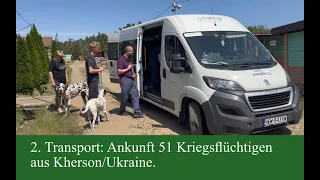 2. Transport/Evakuierung von 51 Kriegsflüchtigen aus Angelinas Tierheim Kherson/Ukraine.