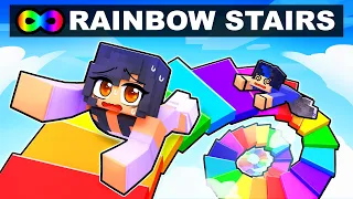 Surviving the RAINBOW STAIRS In Minecraft!