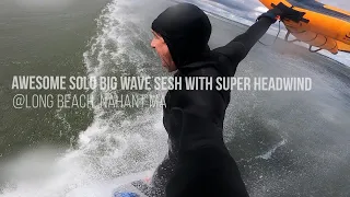 awesome solo gnar offshore winds big waves sesh