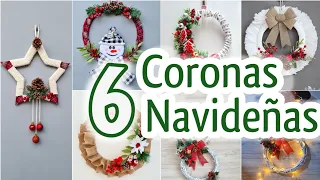 6 CORONAS NAVIDEÑAS Hechas en Casa - Como hacer coronas para Navidad muy Fáciles.