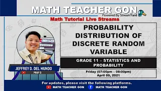 PROBABILITY DISTRIBUTION OF DISCRETE RANDOM VARIABLE - Statistics and Probability by Prof D