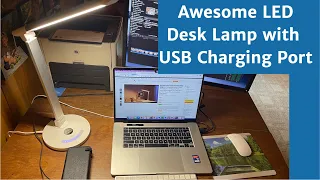 REVIEW: Dimmable LED Desk/Table Lamp w/ 7 Brightness Levels, 5 Color Temperatures, USB Charging Port