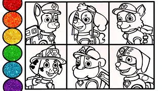 How to draw Paw Patrol- Chase Skye Marshall and others- Coloring for kids