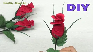 How to make a rose that is about to bloom with crepe paper, you can do it easily | DIY _ Flower Art