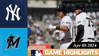 New York Yankees Vs. Miami Marlins GAME HIGHLIGHTS 04/08/2024 | 2024 MLB Season