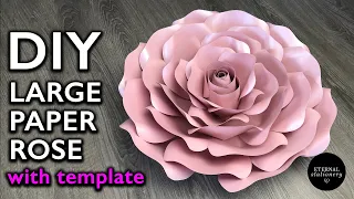 LARGE PAPER FLOWER TUTORIAL WITH TEMPLATE | Making Flowers out of Paper |  Easy Paper Rose Tutorial