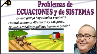 PROBLEMA de ECUACIONES: GALLINAS Y CABALLOS @ACADEMIADIEGO ​