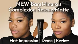 NEW BareMinerals Complexion Rescue MATTE Tinted Moisturizer Review and Tutorial on Dark Skin