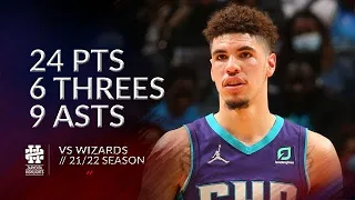 LaMelo Ball 24 pts 6 threes 9 asts vs Wizards 21/22 season