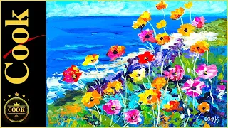 How to  Use a  Palette Knife to Paint  Poppies by the Sea an Acrylic Tutorial with Ginger Cook