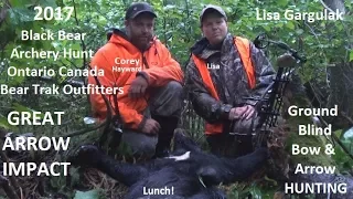 Black Bear Archery Hunt in Ontario Canada from Ground Blind Black Bear Bow Kill