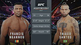 Francis Ngannou Vs. Thiago Santos : UFC 4 Gameplay (Pro Difficulty) (AI Vs AI) (PS5)