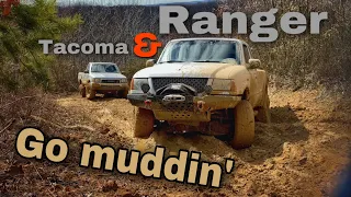 Ranger and Tacoma find the muddiest location in Vinton county #toyota #tacoma #ford #ranger #4x4