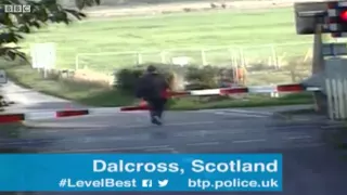 Video shows man's near miss at Dalcross level crossing   BBC News