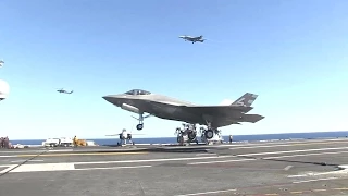 US Navy - F-35C Stealth Fighter Completes First Arrested Landing Aboard Aircraft Carrier [1080p]