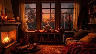 Shelter in Cozy Room with Calm Fireplace and Gentle Rain Sounds to Relax, Sleep and Meditation